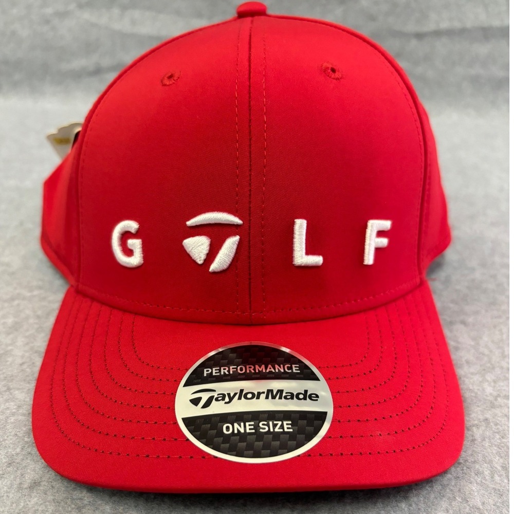 TaylorMade Performance Golf Hat Red White Snapback Cap One Size NWT